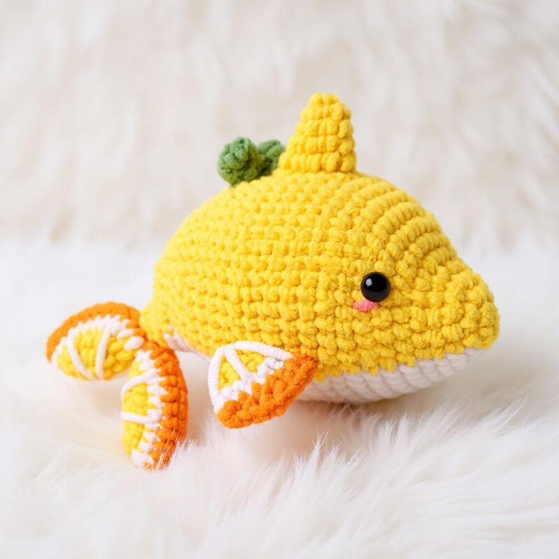 Orange Shark Amigurumi Crochet Pattern - Adorable DIY Stuffed Animal Toy - Instant Download PDF