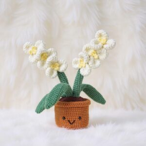 Orchid Blossom Amigurumi Crochet Pattern - Elegant DIY Potted Plant - Instant Download PDF