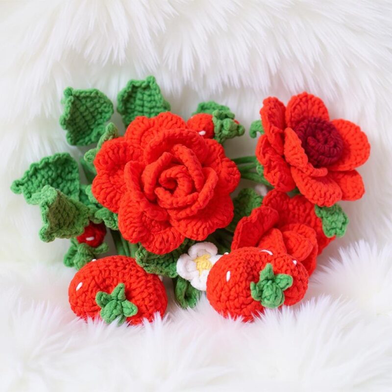 Red Rose Bouquet Amigurumi Crochet Pattern - Romantic DIY Flower Arrangement - Instant Download PDF - Image 5
