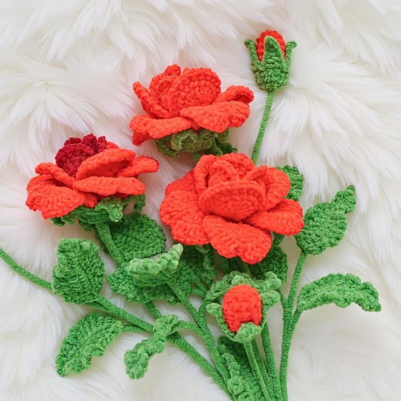 Red Roses Amigurumi Crochet Pattern - Romantic DIY Flower Bouquet - Instant Download PDF - Image 5