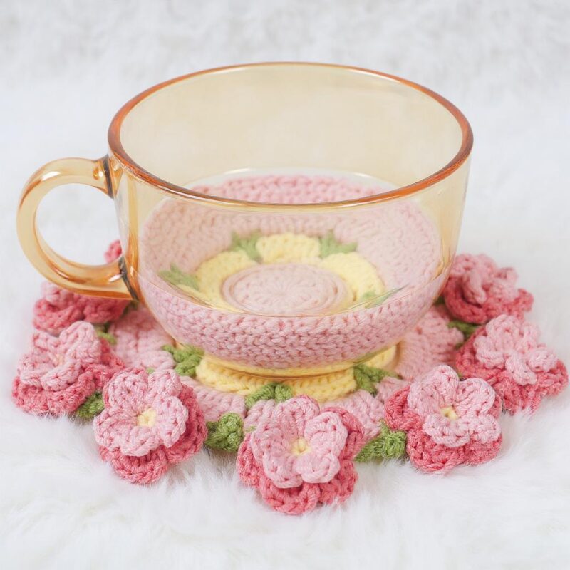 Peach Blossom Coaster Amigurumi Crochet Pattern - Cute DIY Flower Decor - Instant Download PDF - Image 3
