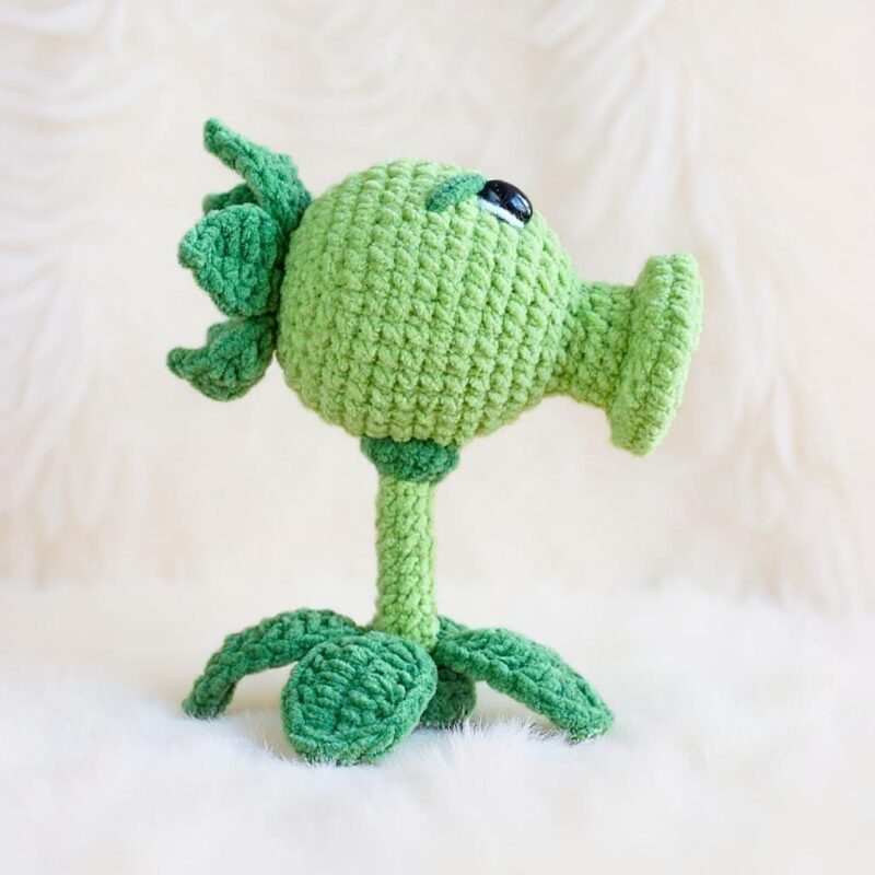 Peashooter Plant Amigurumi Crochet Pattern - Fun DIY Stuffed Plant Toy - Instant Download PDF - Image 4