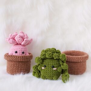 Petite Succulent Pair Amigurumi Crochet Pattern - Adorable DIY Potted Plants - Instant Download PDF