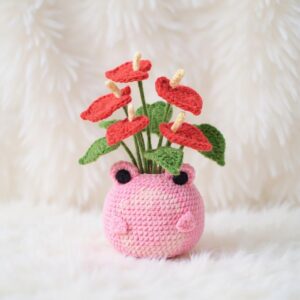 Pink Frog Pot Amigurumi Crochet Pattern - Adorable DIY Frog Pot Decor - Instant Download PDF