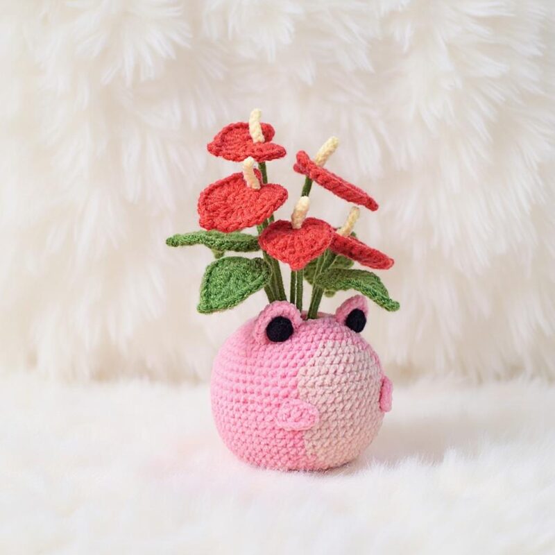 Pink Frog Pot Amigurumi Crochet Pattern - Adorable DIY Frog Pot Decor - Instant Download PDF - Image 3