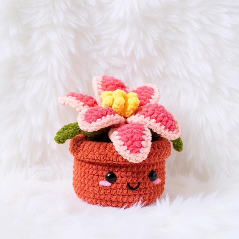 Pink Lily Flower Pot Amigurumi Crochet Pattern - Adorable DIY Potted Plant Decor - Instant Download PDF - Image 2