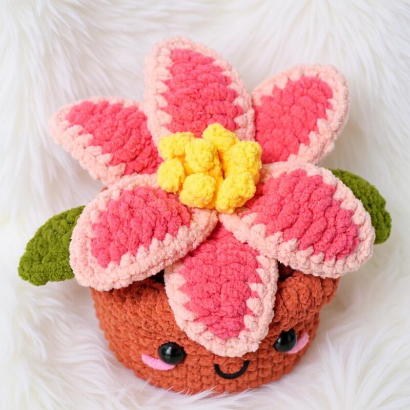 Pink Lily Flower Pot Amigurumi Crochet Pattern - Adorable DIY Potted Plant Decor - Instant Download PDF - Image 4