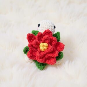Poinsettia Turtle Amigurumi Crochet Pattern - No-Sew - DIY Stuffed Animal Toy - Instant Download PDF