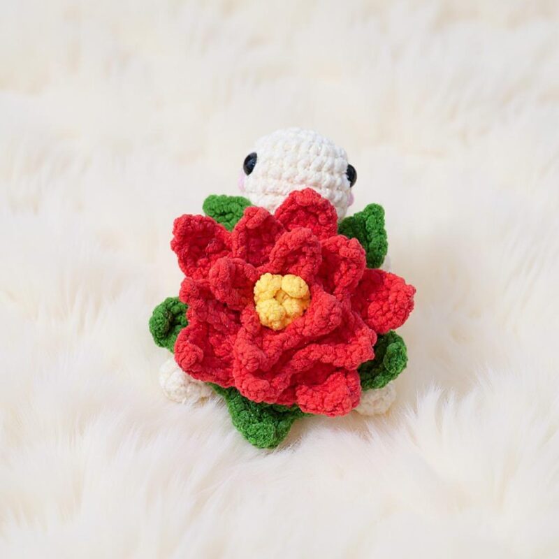 Poinsettia Turtle Amigurumi Crochet Pattern - No-Sew - DIY Stuffed Animal Toy - Instant Download PDF