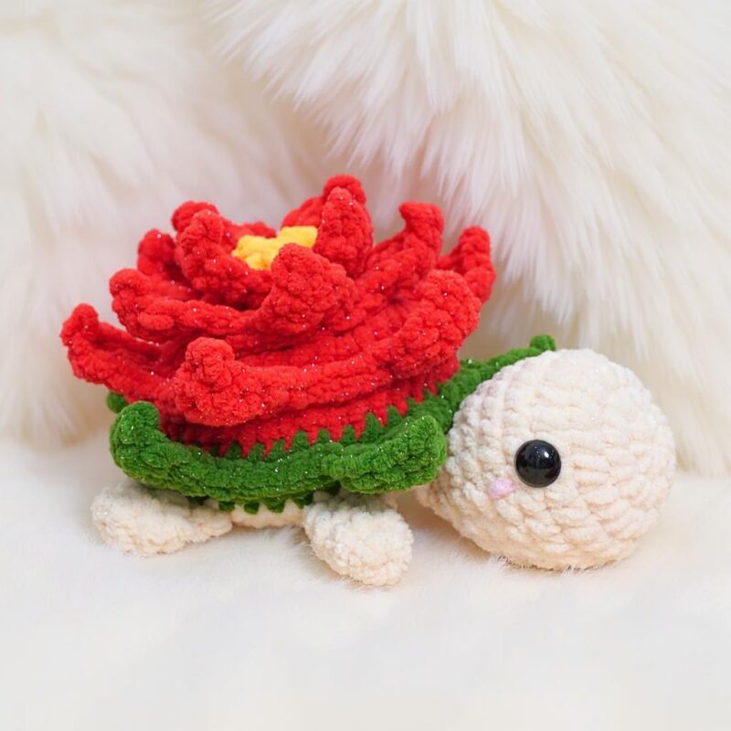 Poinsettia Turtle Amigurumi Crochet Pattern - No-Sew - DIY Stuffed Animal Toy - Instant Download PDF - Image 2