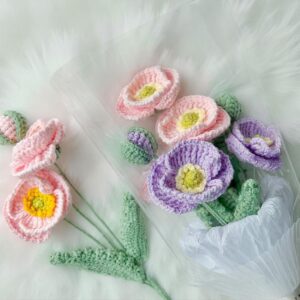Poppy Flower Amigurumi Crochet Pattern - Beautiful DIY Floral Decor - Instant Download PDF