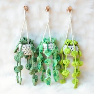 Hanging Pothos Plant Amigurumi Crochet Pattern - Charming DIY Car Hanger - Instant Download PDF