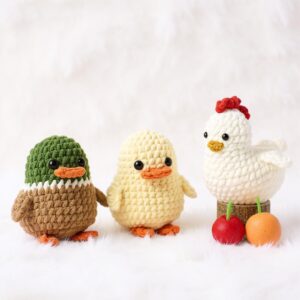 Poultry Collection Amigurumi Crochet Pattern Set - Easy No-Sew DIY Stuffed Farm Animals - Instant Download PDF
