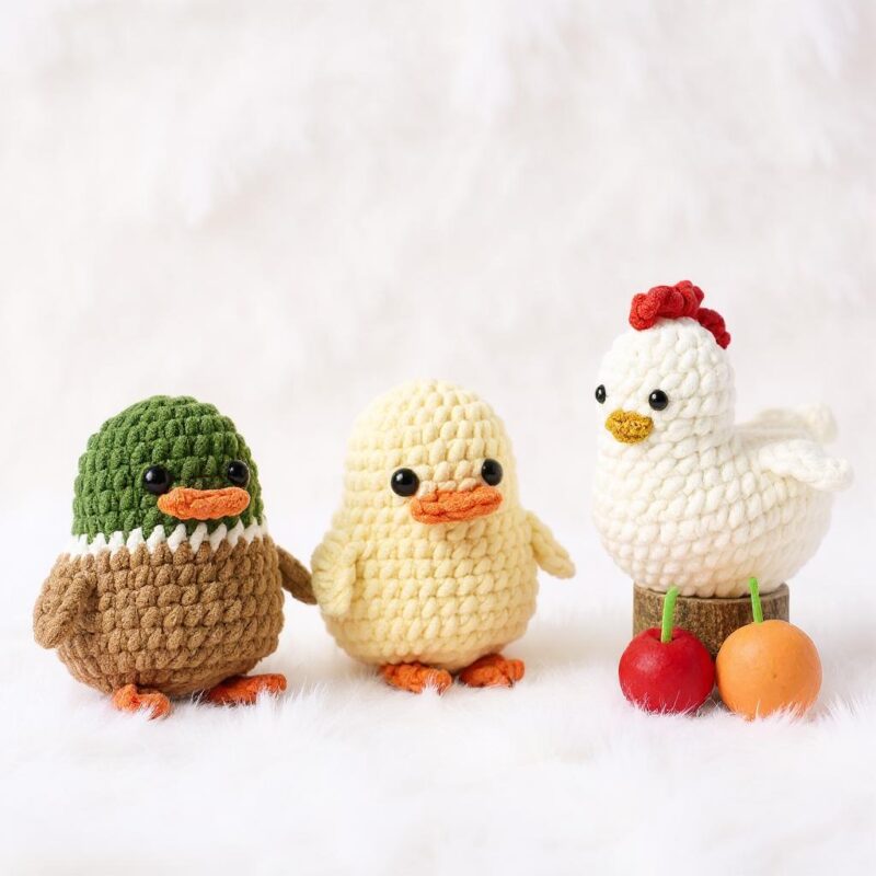 Poultry Collection Amigurumi Crochet Pattern Set - Easy No-Sew DIY Stuffed Farm Animals - Instant Download PDF