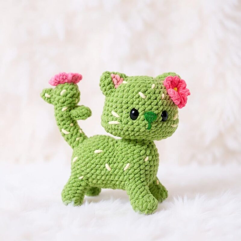 Cactus Cat Amigurumi Crochet Pattern - Adorable DIY Stuffed Animal Toy - Instant Download PDF