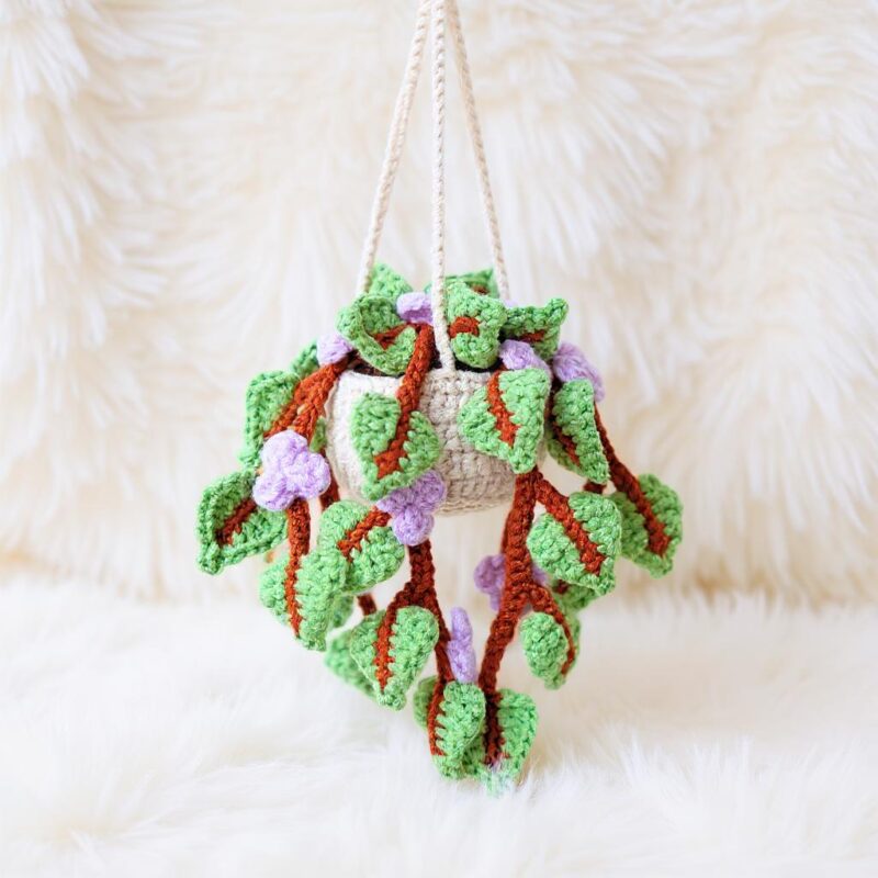 Hanging Flower Basket Amigurumi Crochet Pattern - Charming DIY Car Hanging Decor - Instant Download PDF - Image 3