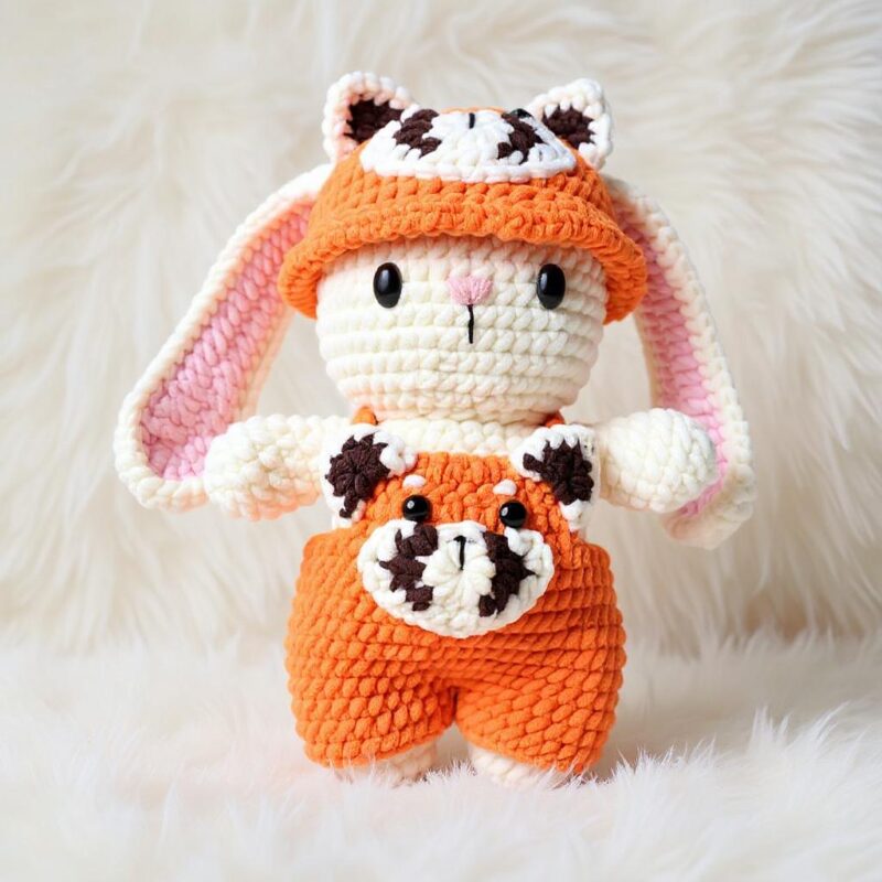 Red Panda Bunny Amigurumi Crochet Pattern - Adorable DIY Stuffed Animal Toy - Instant Download PDF - Image 3