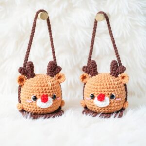 Swinging Reindeer Amigurumi Crochet Pattern - Adorable DIY Car Hanging Ornament - Instant Download PDF