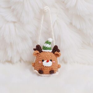 Reindeer on a Swing Amigurumi Crochet Pattern - Adorable DIY Car Hanging Ornament - Instant Download PDF
