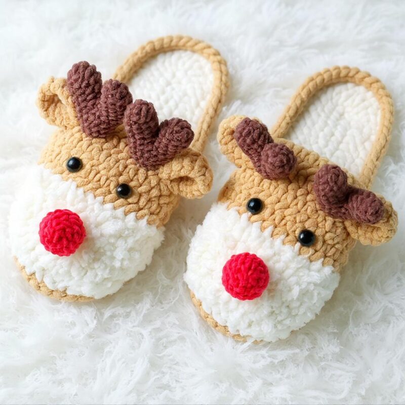 Reindeer Slippers Crochet Pattern - Adorable DIY Festive Footwear - Instant Download PDF - Image 4