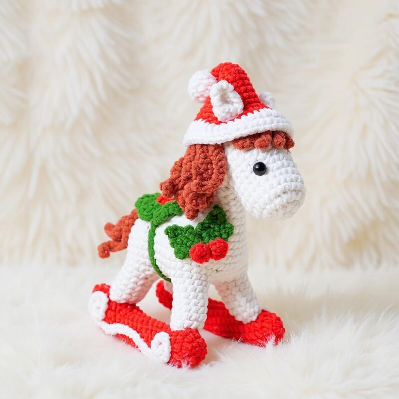 Rocking Horse Amigurumi Crochet Pattern - Low-Sew DIY Stuffed Animal Toy - Instant Download PDF