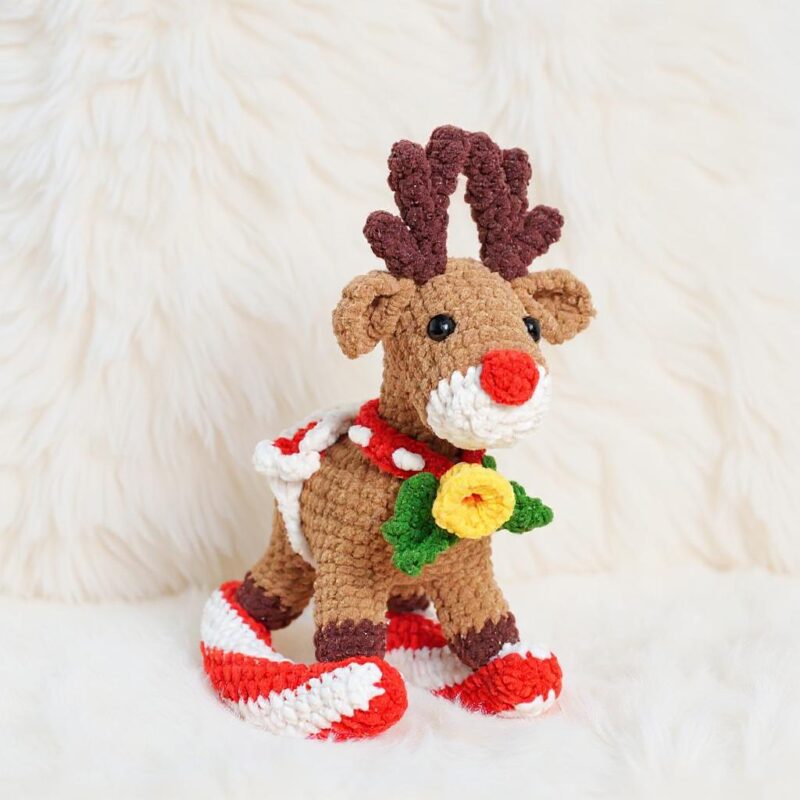 Rocking Reindeer Amigurumi Crochet Pattern - Low-Sew - DIY Stuffed Animal Toy - Instant Download PDF