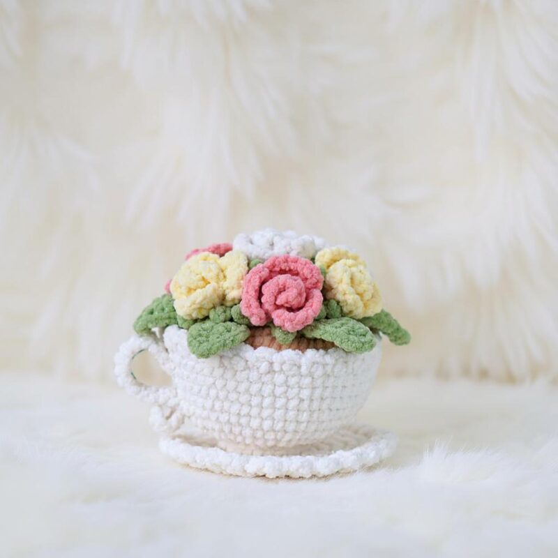 Rose Teacup Amigurumi Crochet Pattern - Charming DIY Decorative Toy - Instant Download PDF - Image 2