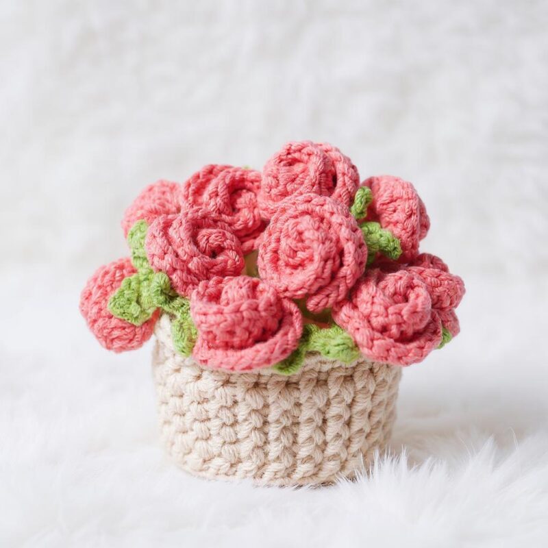 Potted Rose Coaster Amigurumi Crochet Pattern - Charming DIY Flower Decor - Instant Download PDF - Image 2