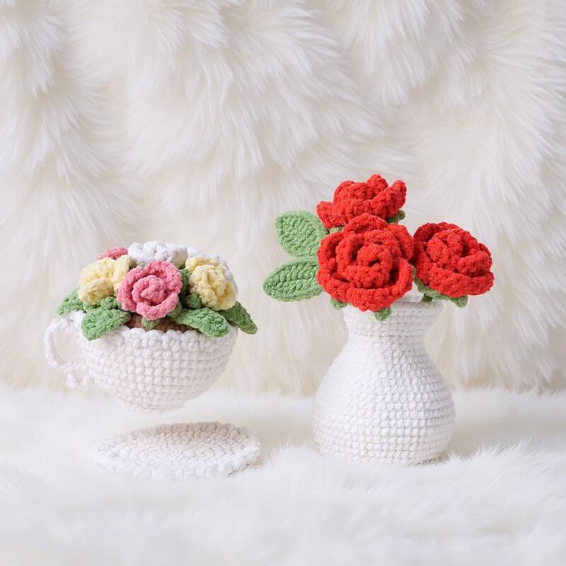 Rose Flower Amigurumi Crochet Pattern - Elegant DIY Bouquet & Home Decor - Instant Download PDF