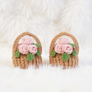 Rose Flower Basket Amigurumi Crochet Pattern - Charming DIY Floral Decor - Instant Download PDF
