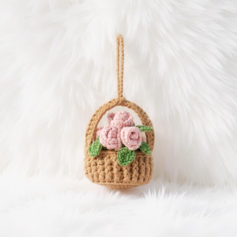 Rose Flower Basket Amigurumi Crochet Pattern - Charming DIY Floral Decor - Instant Download PDF - Image 2