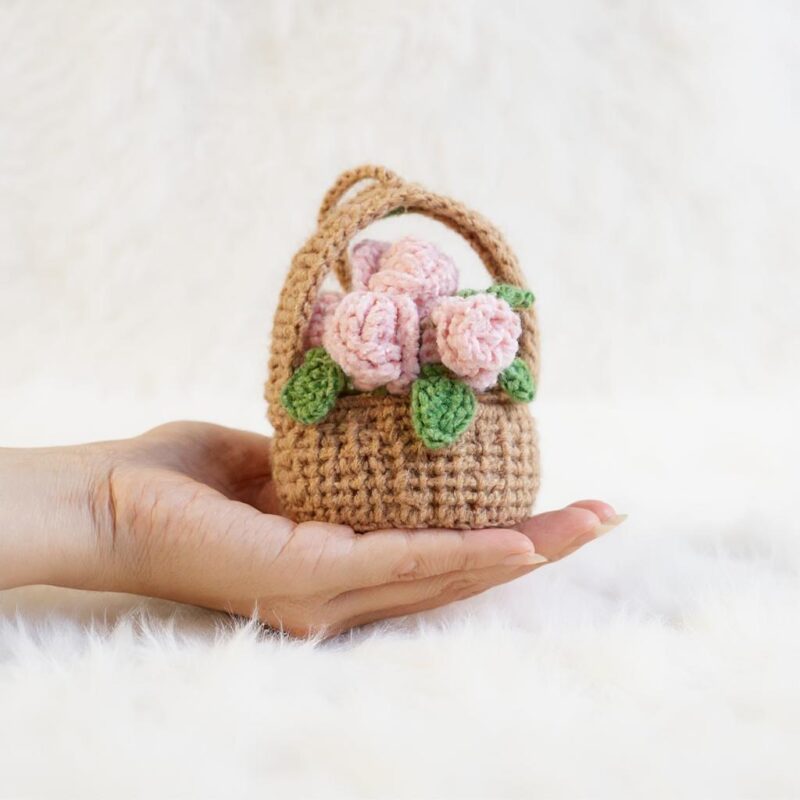 Rose Flower Basket Amigurumi Crochet Pattern - Charming DIY Floral Decor - Instant Download PDF - Image 4