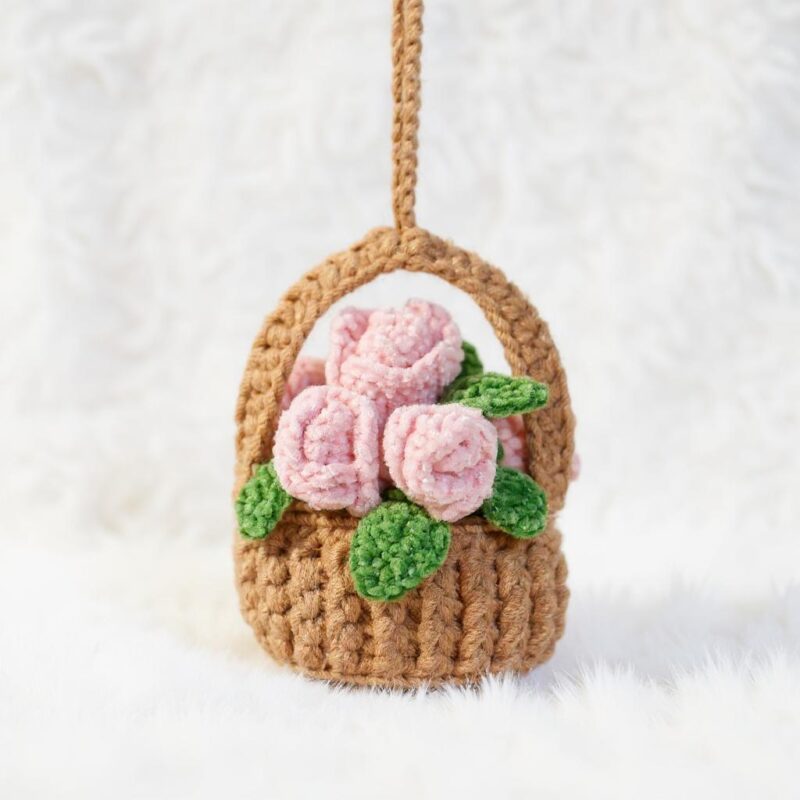 Rose Flower Basket Amigurumi Crochet Pattern - Charming DIY Floral Decor - Instant Download PDF - Image 5