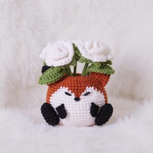 Rose Fox in a Pot Amigurumi Crochet Pattern - Adorable DIY Stuffed Animal Toy - Instant Download PDF
