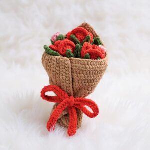 Rose Bouquet Amigurumi Crochet Pattern - Everlasting DIY Handmade Flower Bouquet - Instant Download PDF