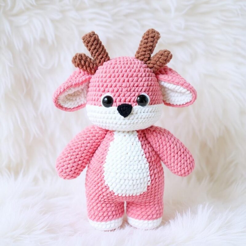 Rosy Antler Dragon Amigurumi Crochet Pattern - Whimsical DIY Stuffed Animal Toy - Instant Download PDF