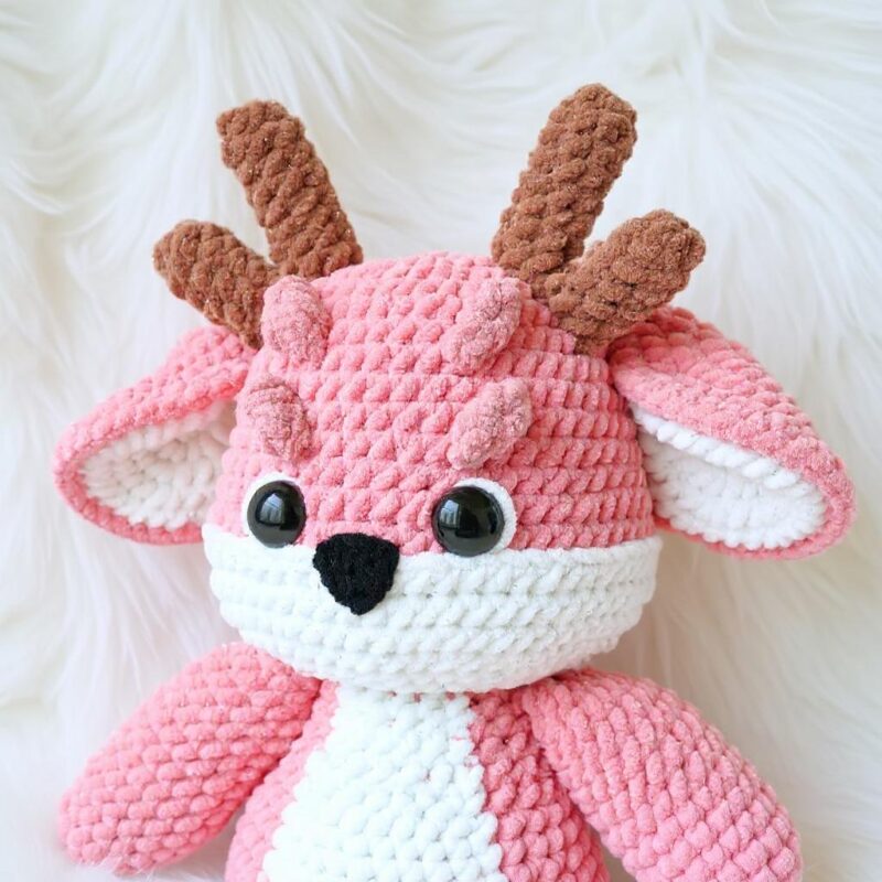 Rosy Antler Dragon Amigurumi Crochet Pattern - Whimsical DIY Stuffed Animal Toy - Instant Download PDF - Image 3