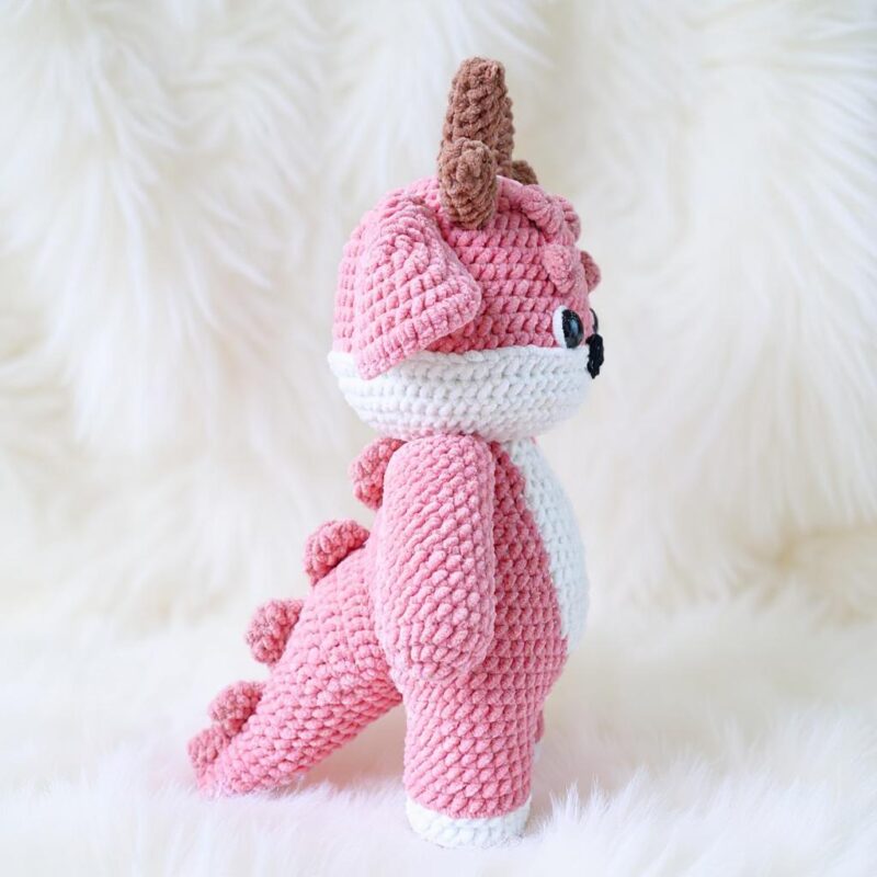 Rosy Antler Dragon Amigurumi Crochet Pattern - Whimsical DIY Stuffed Animal Toy - Instant Download PDF - Image 4