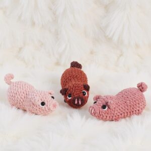 Rosy Piglets Amigurumi Crochet Pattern - No-Sew - DIY Stuffed Animal Toy - Instant Download PDF