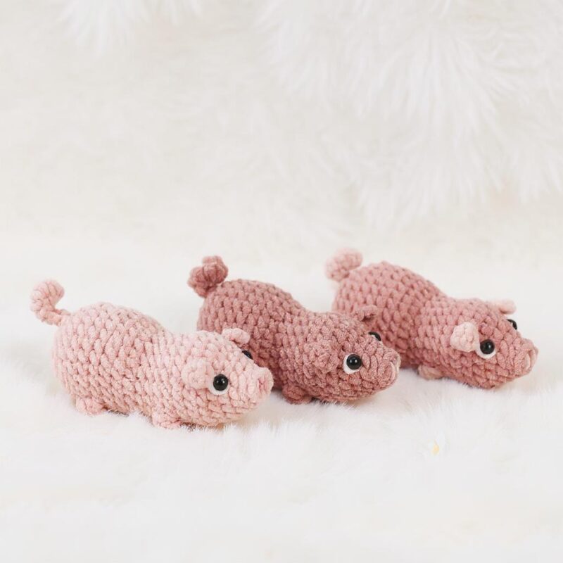 Rosy Piglets Amigurumi Crochet Pattern - No-Sew - DIY Stuffed Animal Toy - Instant Download PDF - Image 2