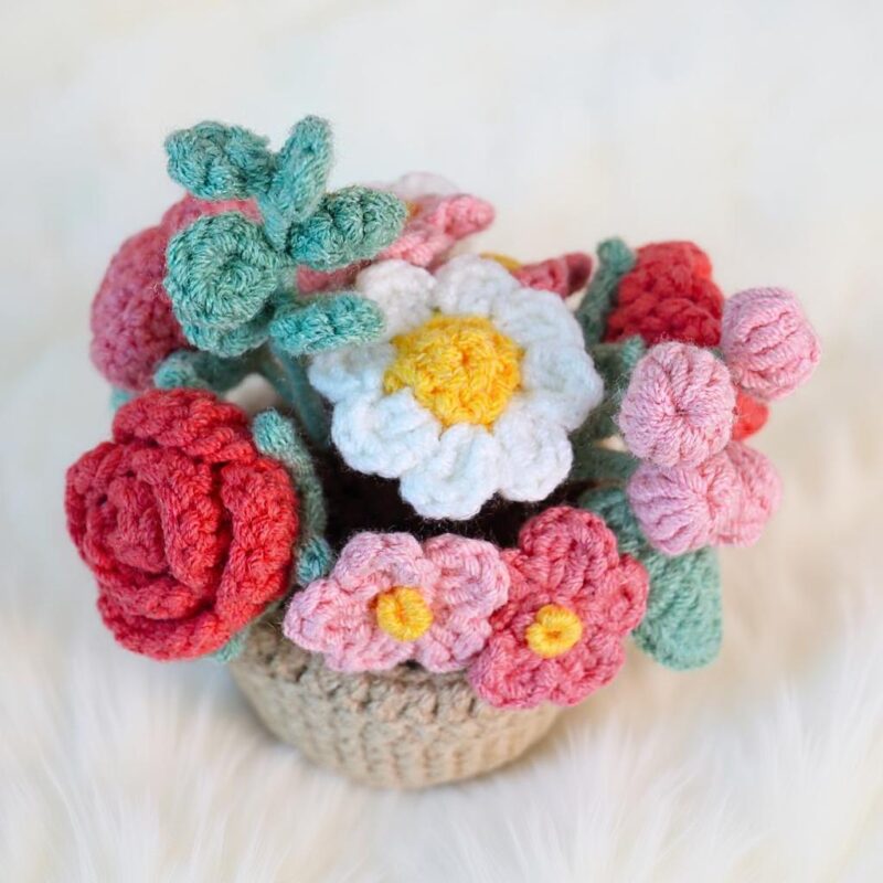Rosy Hanging Basket Amigurumi Crochet Pattern - Adorable DIY Car Charm Decor - Instant Download PDF - Image 5
