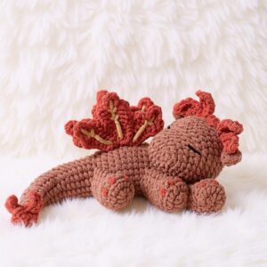 Sleeping Autumn Dragon Amigurumi Crochet Pattern - Whimsical DIY Stuffed Animal Toy - Instant Download PDF