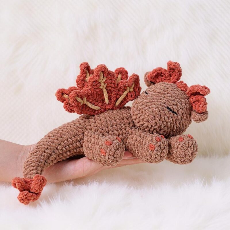 Sleeping Autumn Dragon Amigurumi Crochet Pattern - Whimsical DIY Stuffed Animal Toy - Instant Download PDF - Image 2