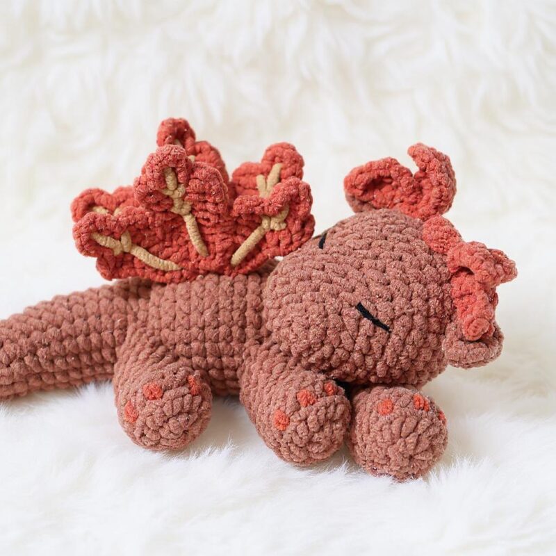 Sleeping Autumn Dragon Amigurumi Crochet Pattern - Whimsical DIY Stuffed Animal Toy - Instant Download PDF - Image 3
