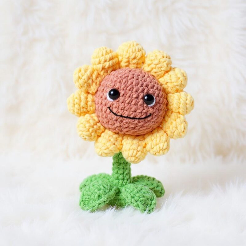 Smiley Sunflower Amigurumi Crochet Pattern - Cheerful DIY Flower Plush - Instant Download PDF