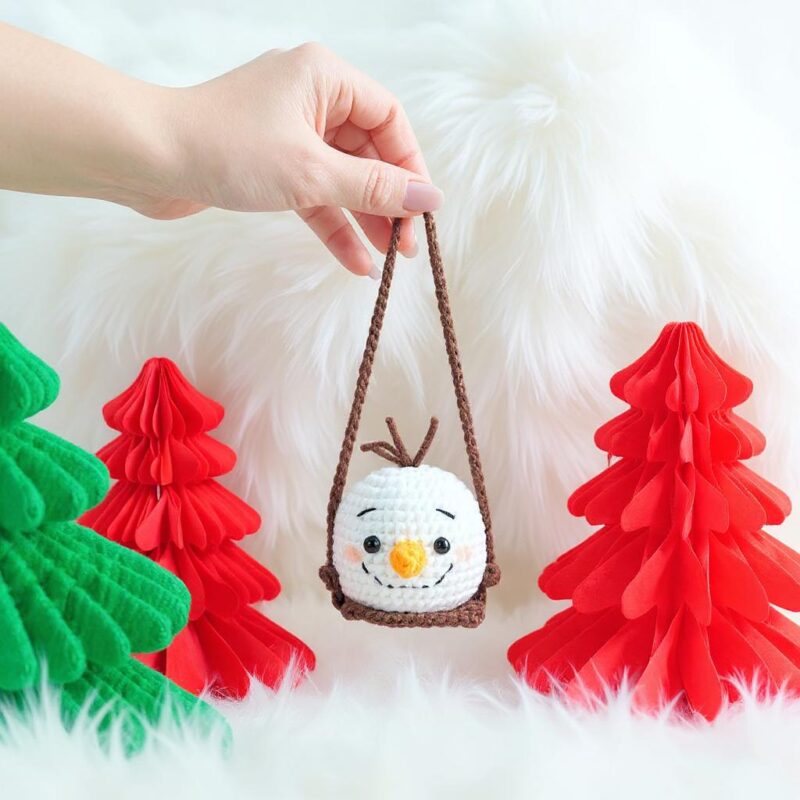 Swinging Snowman Amigurumi Crochet Pattern - Adorable DIY Car Hanging Ornament - Instant Download PDF - Image 3