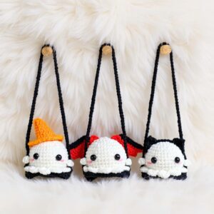 Spooky Trio Amigurumi Crochet Pattern - Cute & Easy - DIY Halloween Car Hanger - Instant Download PDF