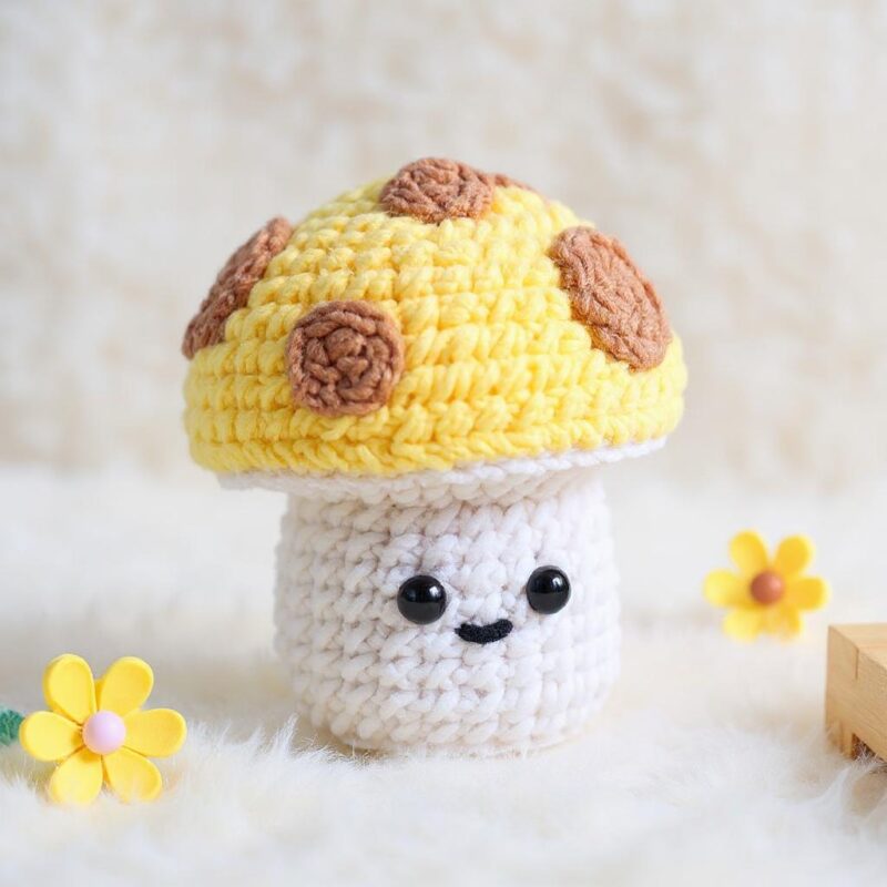 Spotted Sunshine Mushroom Amigurumi Crochet Pattern - Whimsical DIY Stuffed Toy - Instant Download PDF