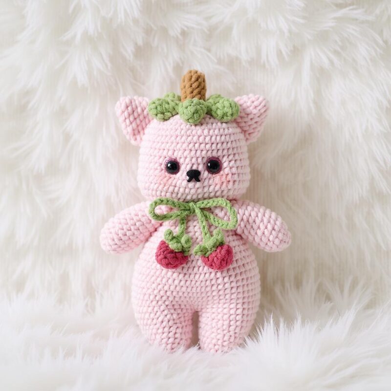 Strawberry Cat Amigurumi Crochet Pattern - Adorable DIY Stuffed Animal Toy - Instant Download PDF
