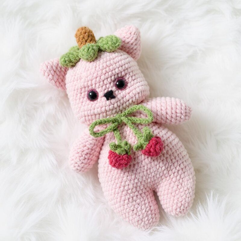 Strawberry Cat Amigurumi Crochet Pattern - Adorable DIY Stuffed Animal Toy - Instant Download PDF - Image 2